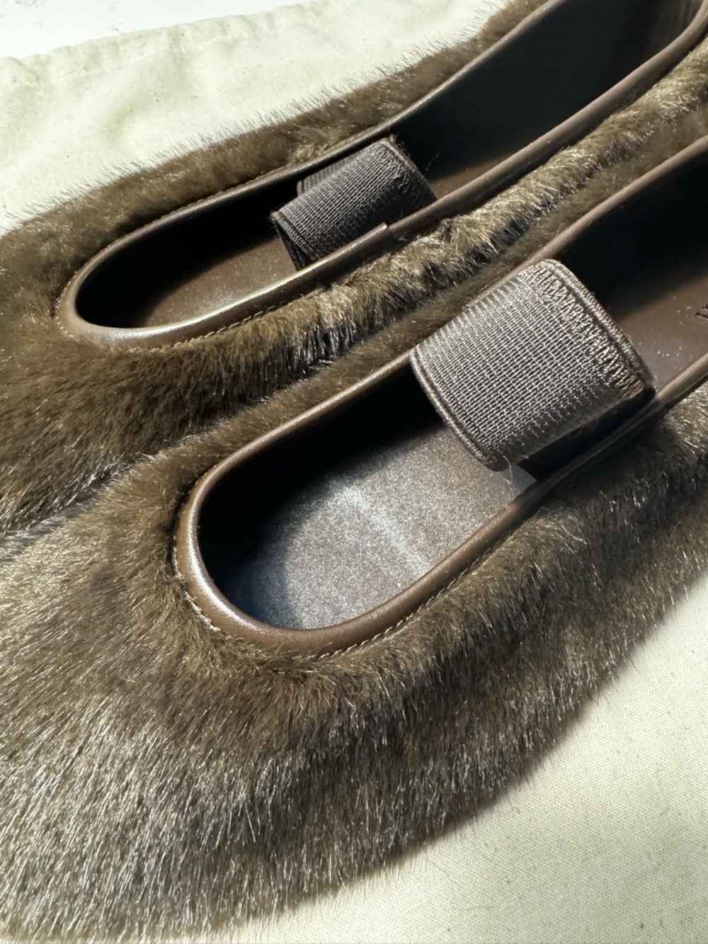 Zara Faux Fur Ballet Flats Brown Mary Jane Size 8 (Fits 8.5–9) Cozy Luxe Flats - Picture 7 of 9